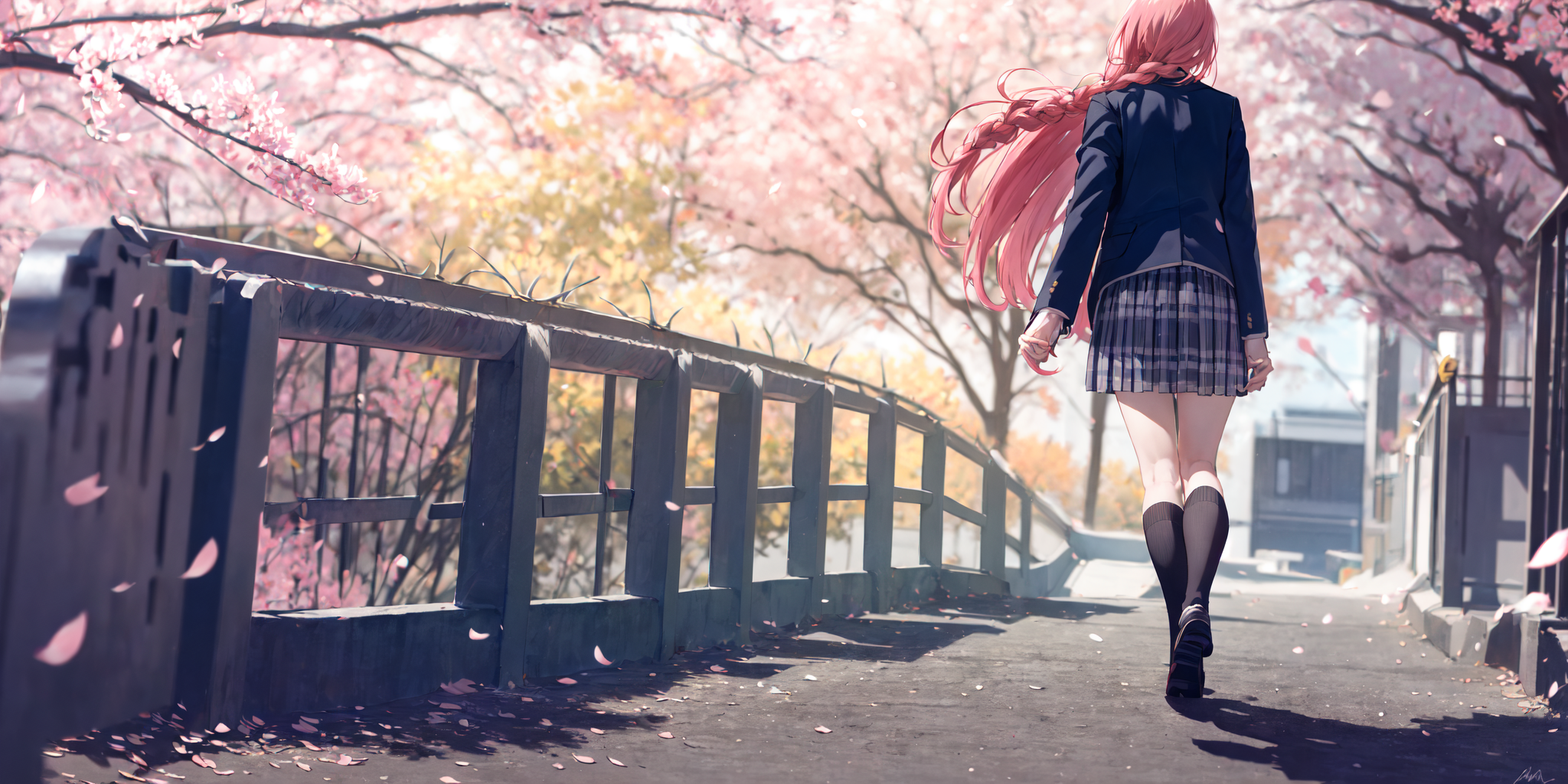 21218-933325668-(masterpiece_1.2),best quality,PIXIV,_blues,1girl,solo,cherry blossoms,pink hair,skirt,school uniform,plaid skirt,jacket,blazer,.png
